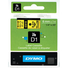 Load image into Gallery viewer, DYMO Labels Self Adhesive D1 6mm x 7mm Black Print on Yellow Tape Authentic