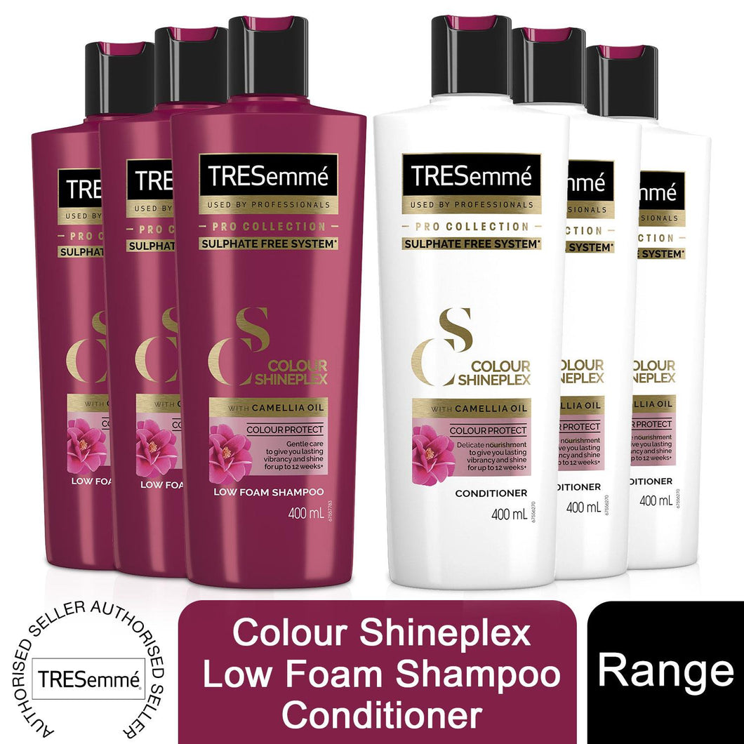3 of Each 400ml Tresemme Pro Collection Colour Shineplex Sulphate Free Shmp&Cond