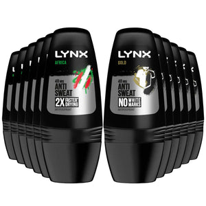 6x of 50ml Lynx 48H Anti Sweat 2x Faster Drying Anti Perspirant Roll-On