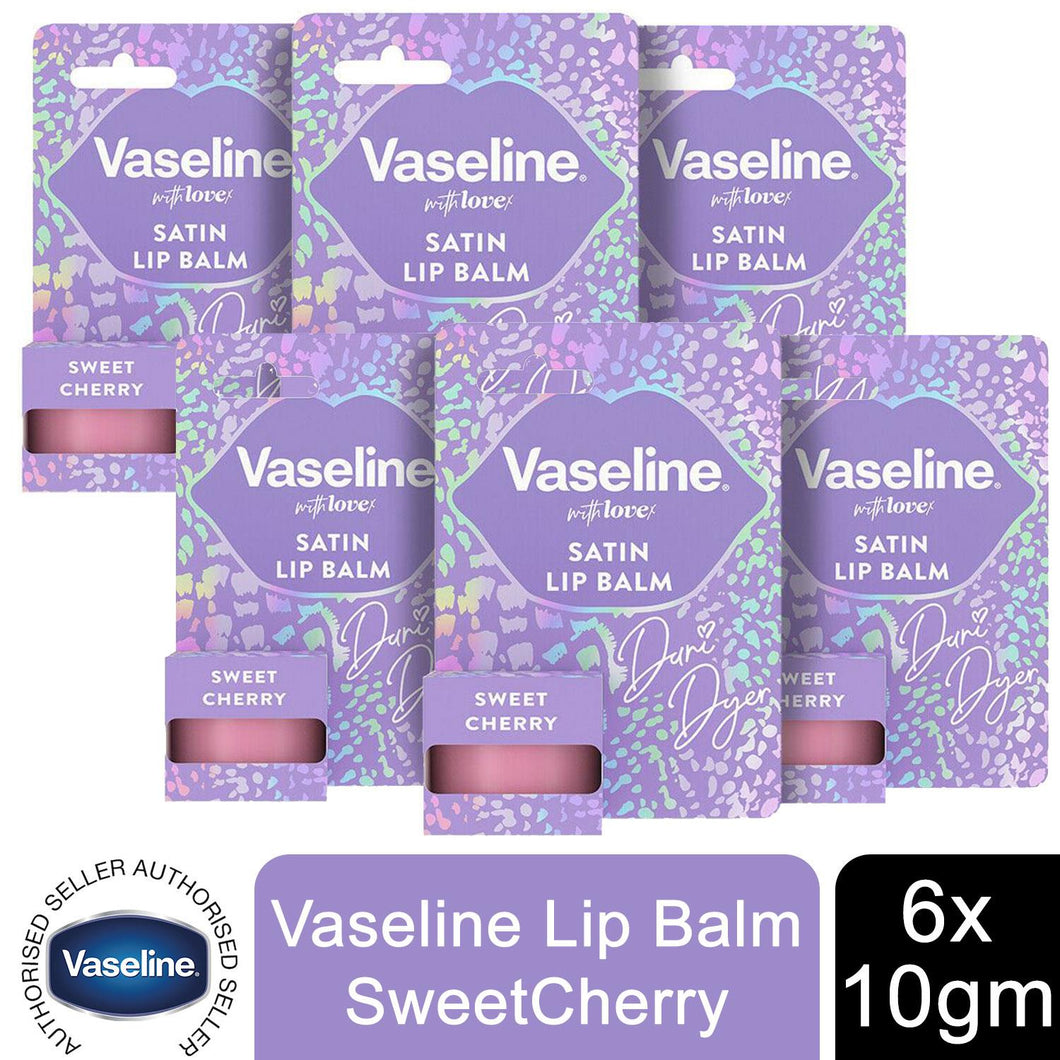 6x of 10g Vaseline Satin NonSticky & LongLasting Dani Dyer SweetCherry Lip Balm