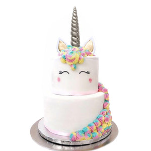 Haven Large Unicorn Cake Decoration  With 1 horn, 2 ears and 2 eyelashes., Silver