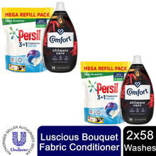Load image into Gallery viewer, 2xEach Laundry Bundle:Persil NonBio Capsules 50W&amp; Comfort Fabric Conditioner 58W