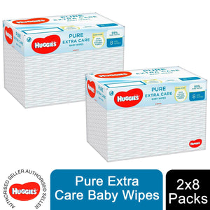 Huggies Pure Extra Care Fragrance-Free Baby Wipes with 99% Pure Water