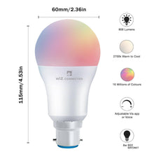 Load image into Gallery viewer, WiZ LED A60 Wi-fi &amp; Bluetooth Smart Bulb RGBW Colours B22 or E27 Bulb, 2 Pack