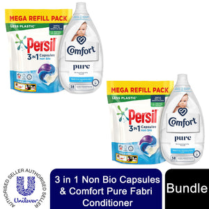 2xEach Laundry Bundle:Persil NonBio Capsules 50W& Comfort Fabric Conditioner 58W