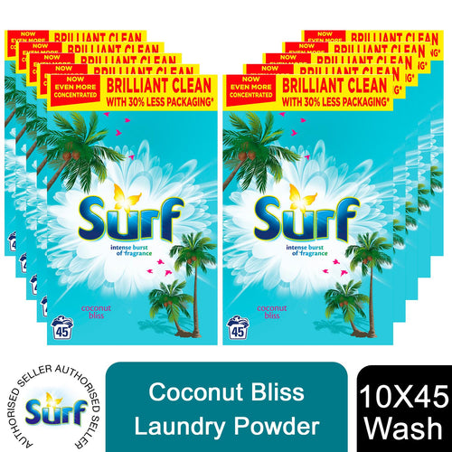 10x of 45W Surf Concentrated Coconut Bliss Laundry Powder 2.25kg,Total 450Washes