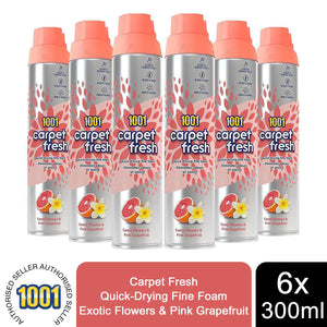 1001 Carpet Fresh 300ml Cans x6, Pink Grapefruit For Carpets, Rugs & Upholstery