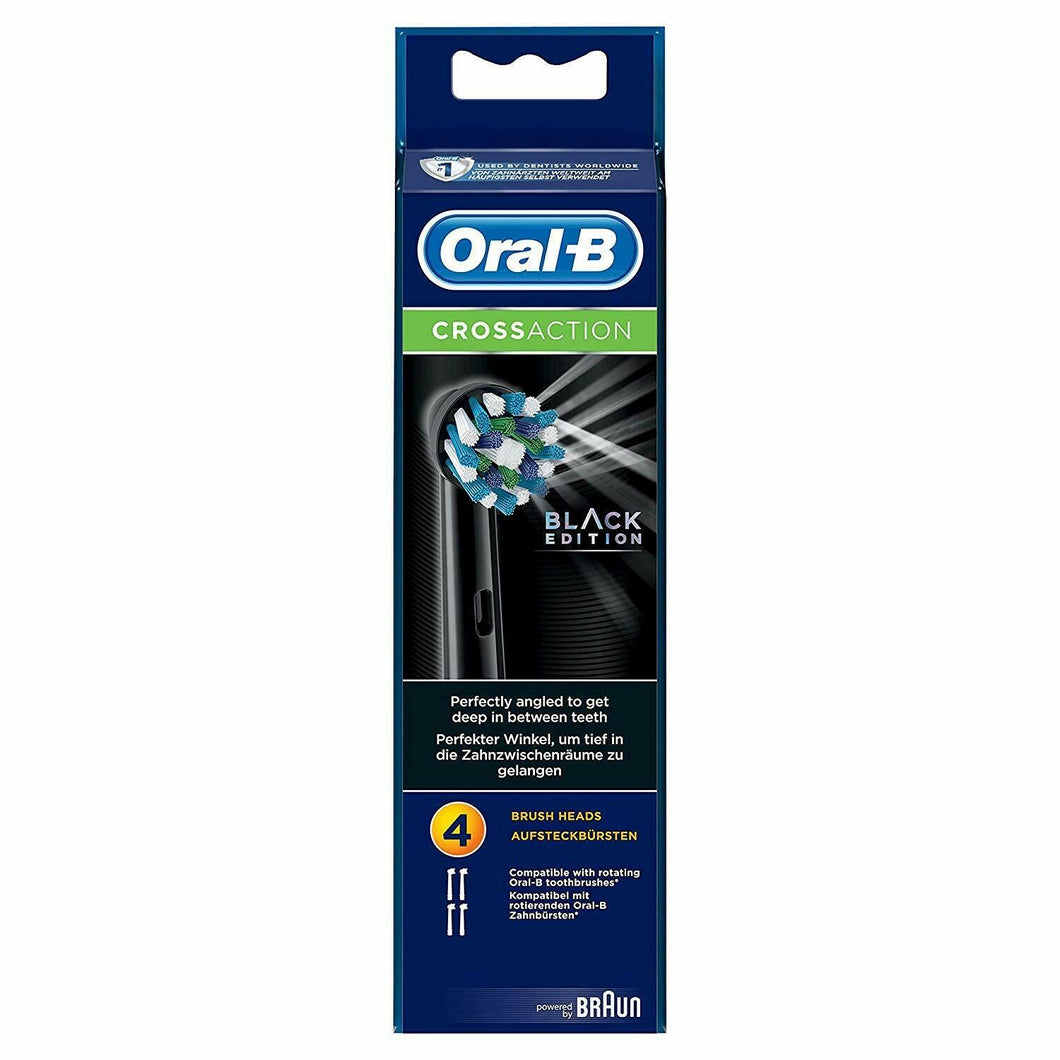 Oral-B CrossAction Black Toothbrush Heads Pack Of 4 Replacement Refills