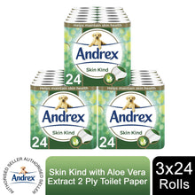 Load image into Gallery viewer, Andrex Toilet Roll Skin Kind with Aloe Vera Extract 2 Ply Toilet Paper, 72 Rolls