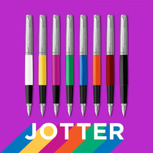 Load image into Gallery viewer, Parker Jotter Fountain Pen Originals Blue Finish Medium Nib Blue &amp; Black Ink