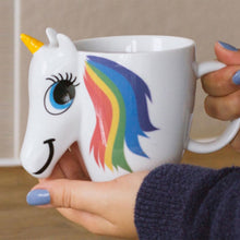 Load image into Gallery viewer, Adorable Magically Colour Changing Unicorn 3D Face &amp; Horn Shaped Mug - 300 ml