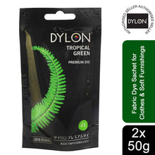 Load image into Gallery viewer, DYLON Hand Fabric Dye Sachet for Clothes &amp; Soft Furnishings, 50g[Tropical Green]