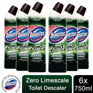 Domestos Zero Limescale Toilet Descaler Removes 100% Limescal 750 ml, 6 Pack