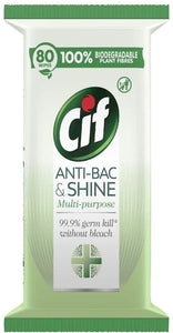 3pk Cif Power & Shine Biodegradable Wipes, 80 Sheets