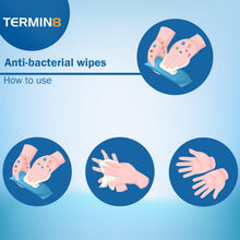 Load image into Gallery viewer, Termin8 Anti-bacterial Hand and Surface Wipes, 1 Pack of 50 Wipes