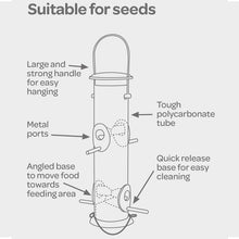 Load image into Gallery viewer, Peckish Bird Feeder All Weather Large Seed 4 Metal ports + Perches