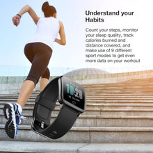 Load image into Gallery viewer, Aquarius IP68 Waterproof Fitness Tracker Smartwatch with HeartRate Monitor,Black
