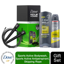 Load image into Gallery viewer, Dove Men+Care Sports Active Duo &amp; Skipping Rope Gift Set for Him, BodyWash &amp; Deo