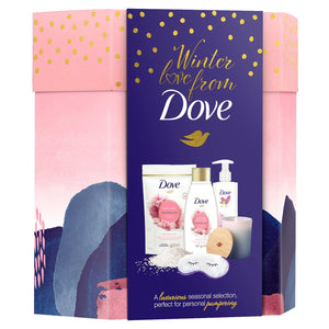 Dove Winter Love Bath & Body 6pcs Gift Set For Her with Soy Candle & Eye Mask