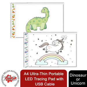 Doodle A4 Ultra-Thin Portable LED Tracing Pad with USB Cable, Dinosaur or Unicorn