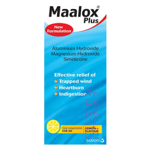 Load image into Gallery viewer, 2pk Maalox Plus Antacid &amp; Heartburn Relief Oral Suspension Lemon Flavour, 250ml