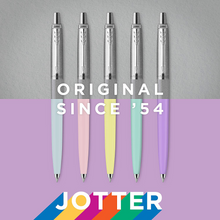 Load image into Gallery viewer, Parker Jotter Ballpoint Pen Pastel Collection Pink Blue Medium Nib Blue Ink 2pk