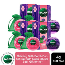 Load image into Gallery viewer, Radox Calming Bath Bomb Duo Gift Set with Geen Infuser Bag, Gift for her