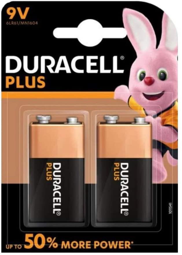 Duracell 9 V Plus Power Alkaline Type Battery , Pack of 2