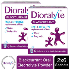 Load image into Gallery viewer, 2x Dioralyte Blackcurrant Fast &amp; Effective Replacement Medication 6 Sachets