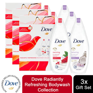Dove Radiantly Refreshing BodyWash Collection 2pcs+ShowerPuff Gift Set For her