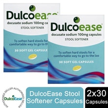 Load image into Gallery viewer, 2 Pack DulcoEase Stool Softener 100mg Constipation Relief Capsules, 30 Capsules