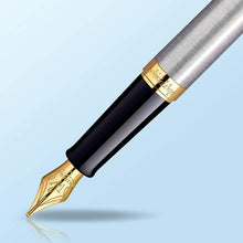 Load image into Gallery viewer, Waterman Hemisphere Fountain Pen StainlessSteel Gold Trim Black Ink Gift Box