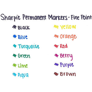 Sharpie Permanent Marker Pens Fine Point Black Pack of 12 For School