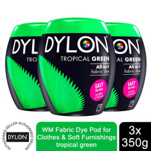 Load image into Gallery viewer, DYLON Washing Machine Fabric Dye Pod, Tropical Green, 3 Packs of 350g