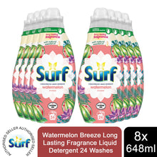 Load image into Gallery viewer, 8x 24W Surf Long Lasting Fragrance Liquid Detergent 648ml, Total 192W