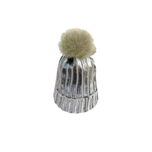 Load image into Gallery viewer, Ribbed Knit Winter Beanie Bobble Hat with Stylish Metallic Foil - Assorted