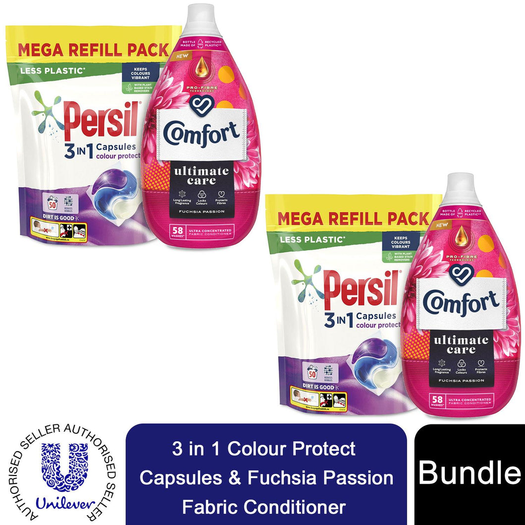 Laundry Bundle 2x50W Persil Colour Capsules & 2x58W Comfort Fabric Conditioner