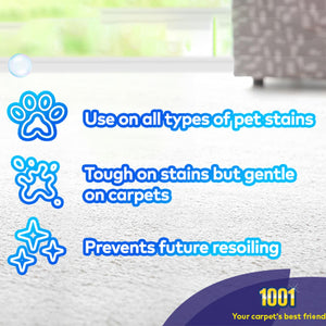 1001 Pet Stain Remover 500ml Spray x6, Tough on Pet Stains, Gentle on Carpets