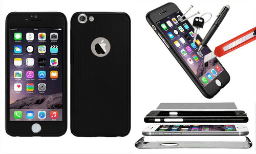 1x Hybrid 360 New Shockproof Case Tempered Glass Cover For iPhone 7 - Black