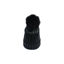 Load image into Gallery viewer, Ribbed Knit Winter Beanie Bobble Hat with Stylish Metallic Foil - Assorted