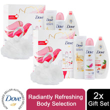 Load image into Gallery viewer, Dove Radiantly Refreshing Body Selection 3pcs + Shower Puff Gift Set for her