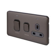 Load image into Gallery viewer, Schneider Electric Lisse Screwless Cooker Control 13A 1 Socket 45A Mocha Bronze