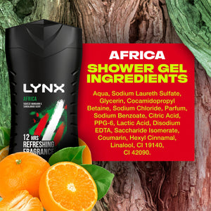 3pk of 250ml Lynx 12hrs Refreshing Fragrance Shower Gel with 100% Moisturisers