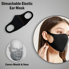 Load image into Gallery viewer, 3x Unisex Face Mask Washable, Reusable, Breathable Ear Loops 3D Shape Mask,Black