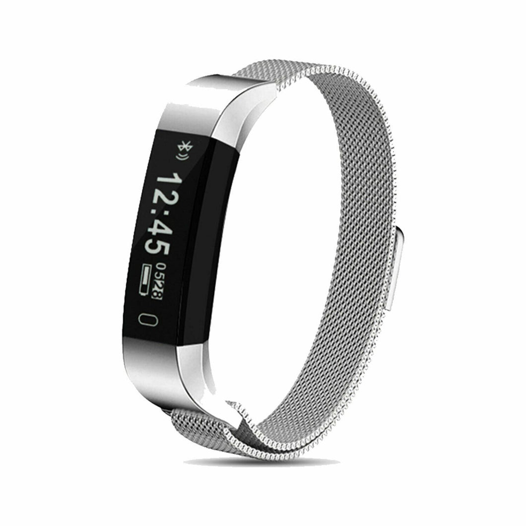 AQ115 HR Fitness Tracker with Milanese Strap Silver
