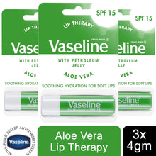 Load image into Gallery viewer, 3x4g Vaseline Lip Therapy+SPF15 PetroleumJelly Stick - Aloe/Original/Cocoa/Rosy