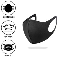 Load image into Gallery viewer, 3x Unisex Face Mask Washable, Reusable, Breathable Ear Loops 3D Shape Mask,Black