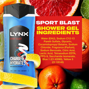 3pk of 250ml Lynx 12hrs Refreshing Fragrance Shower Gel with 100% Moisturisers