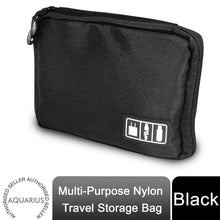 Load image into Gallery viewer, Aquarius Multi-Purpose Nylon Travel Electronics Organiser Storage Bag, Black