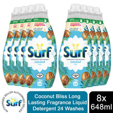 Load image into Gallery viewer, 4x or 8x (96W or 192W) Surf Long Lasting Fragrance Liquid Detergent 24W, 648ml